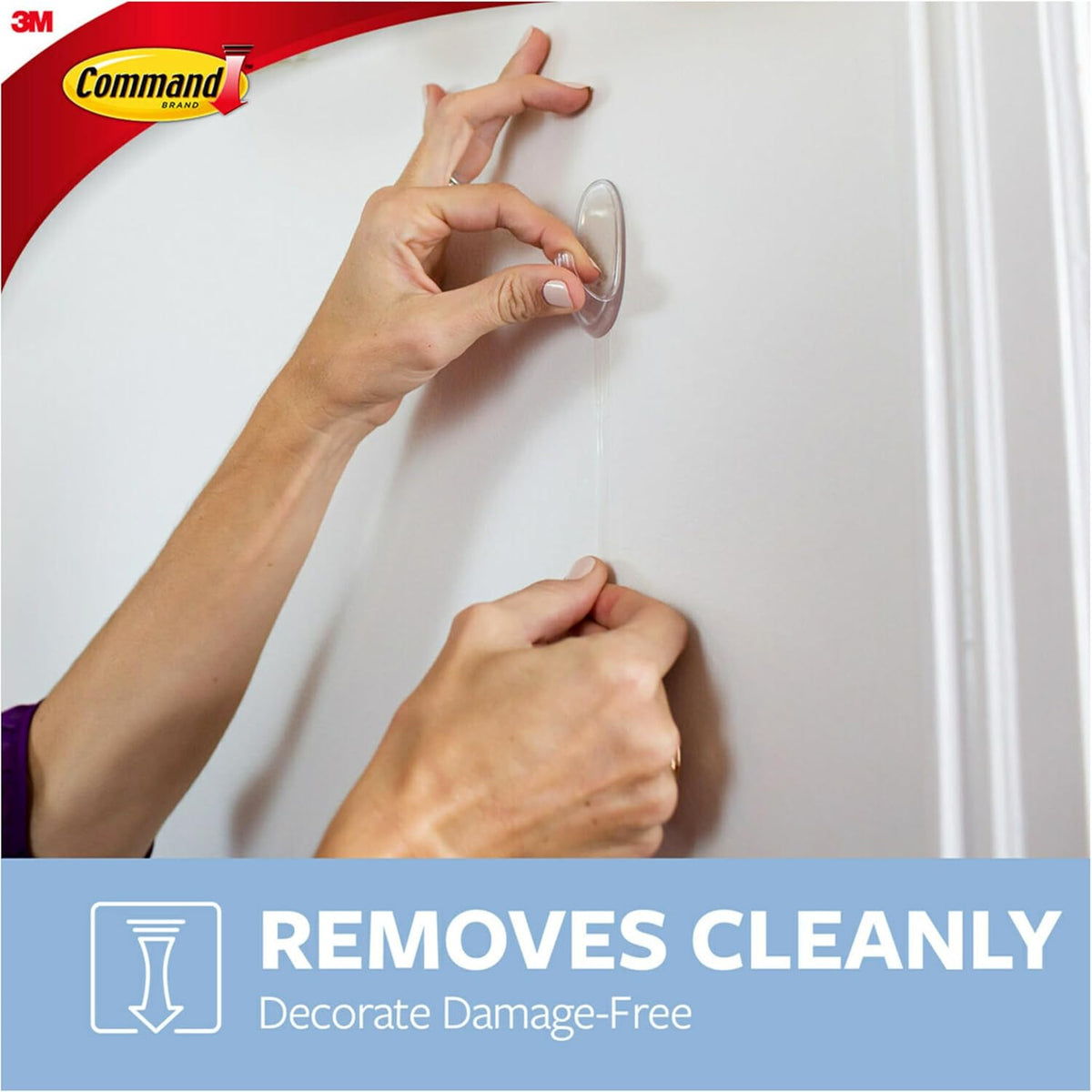 Command Small Clear Oval Hooks, Indoor Use, 2-Hooks, 4-Strips, Decorate Damage-Free