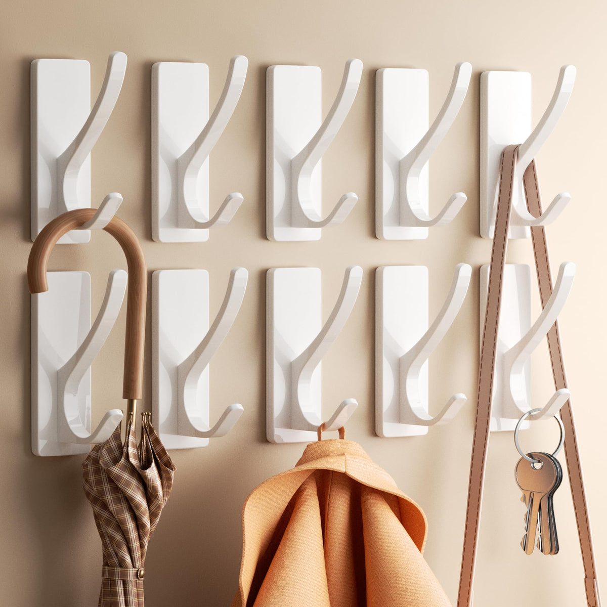 pickpiff Matt Black Self-Adhesive Hook, 13LB Hanger for Coat/Towel, 6-Pack