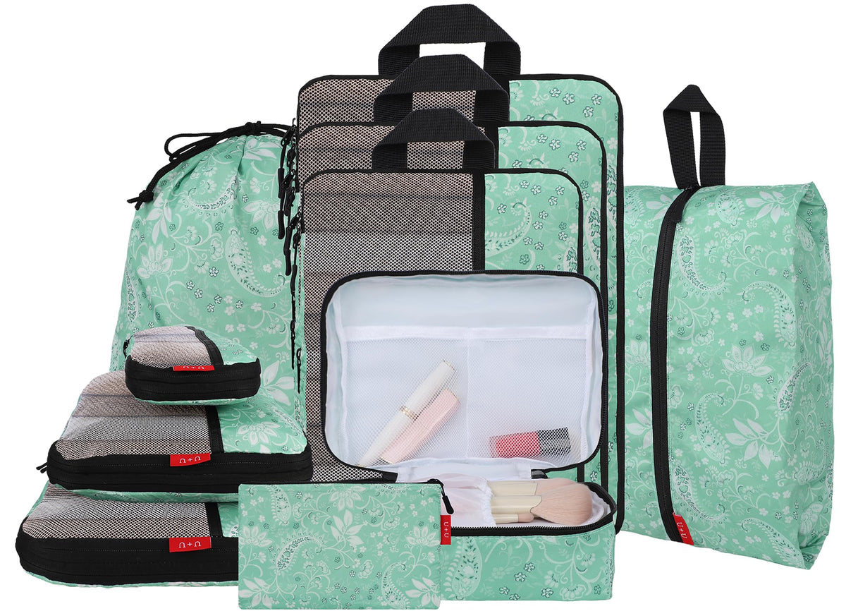 U+U 6 Set Compression Packing Cubes, Travel Organizers (Polka Dot)