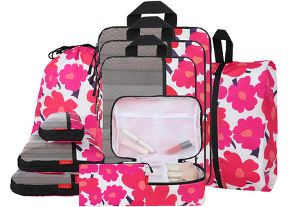 U+U 6 Set Compression Packing Cubes, Travel Organizers (Polka Dot)