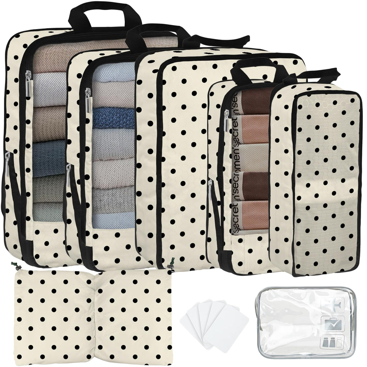7 Pcs Compression Packing Cubes for Travel, Waterproof Suitcase Luggage Backpack Organizer with Toiletry Bag Travel Essentials for Women/Men-Leopard