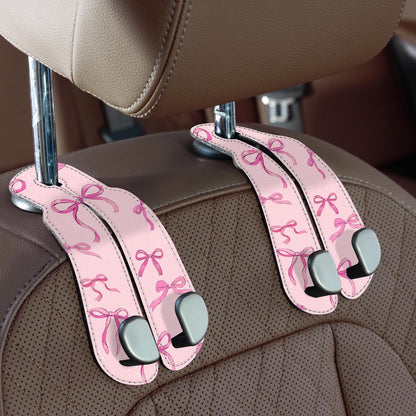 CoBak Purse Hook for Car - Universal Premium Stitched Leather and Aluminum-Magnesium Alloy Double Car Seat Back Storage Hook for Purses, Handbags, Bags (2 Pack),Black