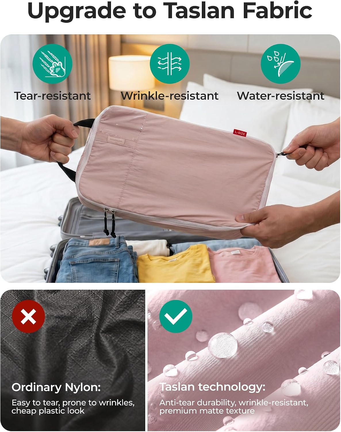 BAGSMART 6 Set Compression Packing Cubes with Fillable Neck Pillow