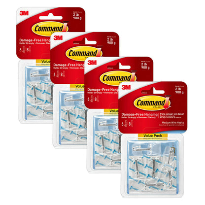 Command Medium Clear Wire Hooks, 6 Hooks, 8 Strips