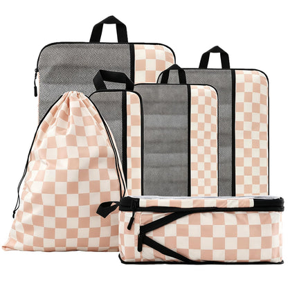 U+U 6 Set Compression Packing Cubes, Travel Organizers (Polka Dot)