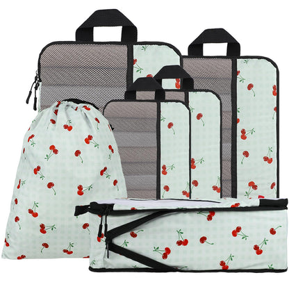 U+U 6 Set Compression Packing Cubes, Travel Organizers (Polka Dot)