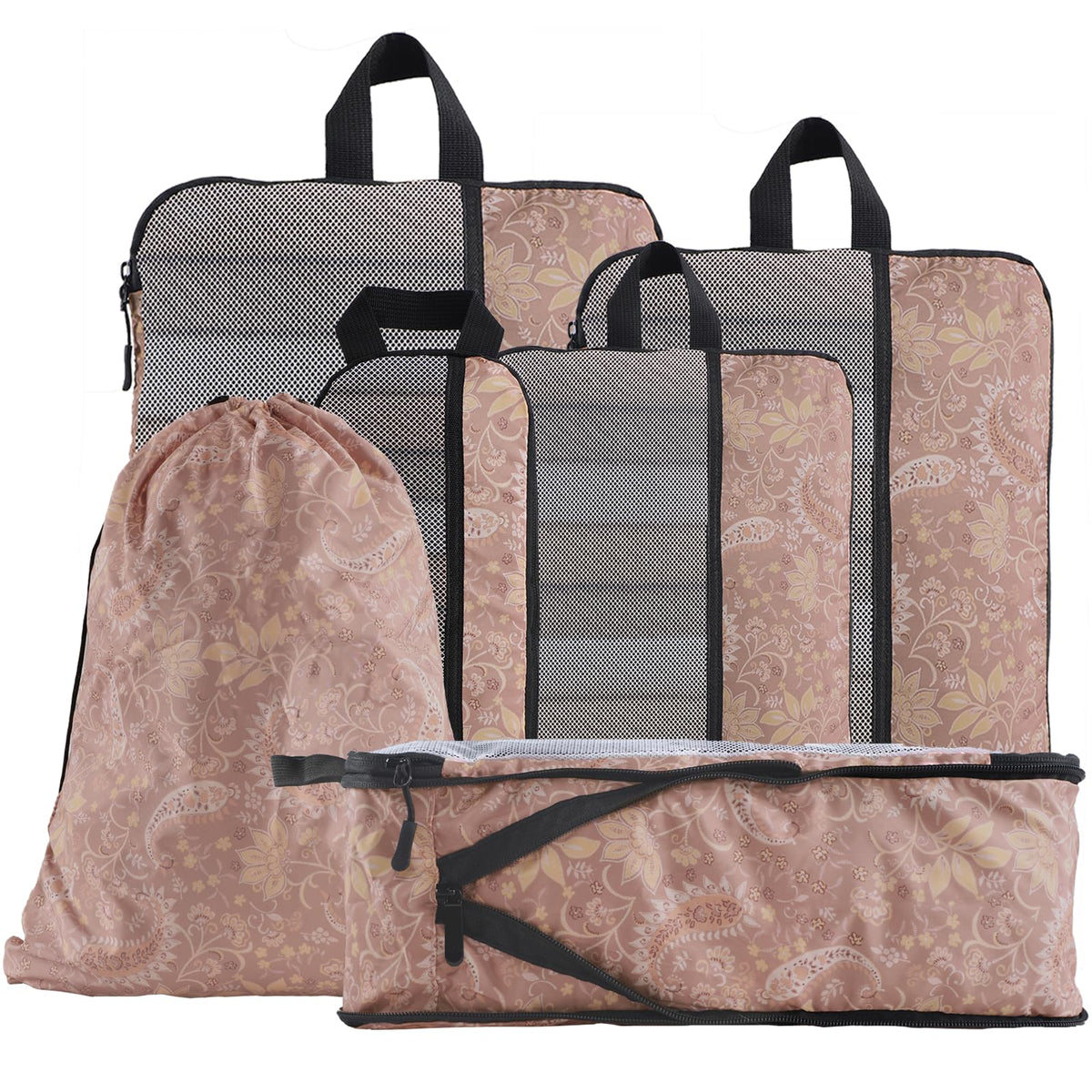U+U 6 Set Compression Packing Cubes, Travel Organizers (Polka Dot)