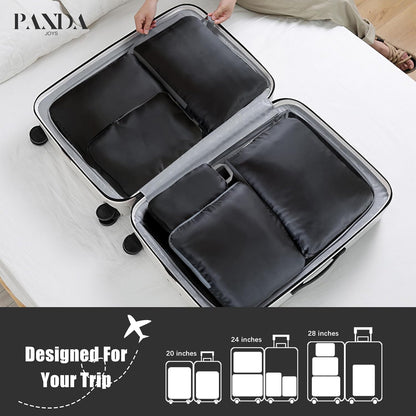 PANDA JOYS 4 Set Compression Packing Cubes Travel - Travel Accessories Expandable Packing Organizers for Carry On - Essentials Luggage Bags - Black