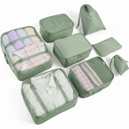 LANSKLBD 6/8 Set Packing Cubes for Suitcases Travel Luggage Packing Organizers,Travel Accessories Essentials Luggage Organizer with Shoe/Tioletry/Laundry Bag (Grey, 8 set)