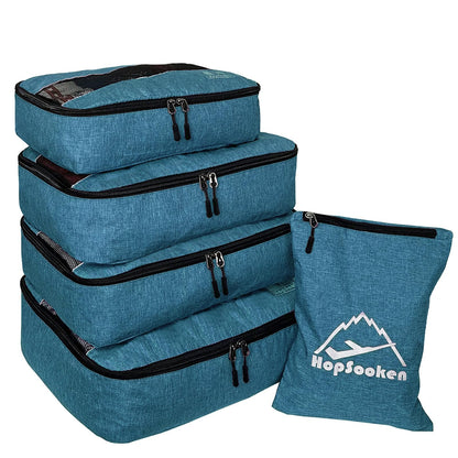 5 Set Packing Cubes for Travel Large Suitcase Luggage Organizer Bags Travel Accessories Vacation 4 Cubes 1 Laundry Pouch Bag