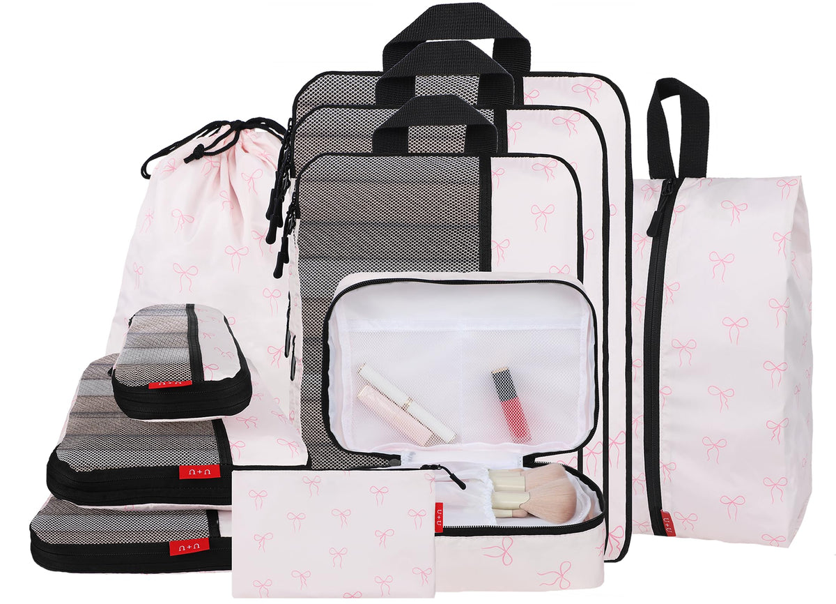 U+U 6 Set Compression Packing Cubes, Travel Organizers (Polka Dot)