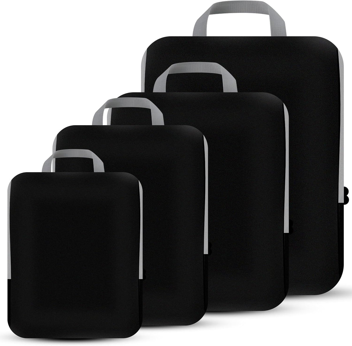 PANDA JOYS 4 Set Compression Packing Cubes Travel - Travel Accessories Expandable Packing Organizers for Carry On - Essentials Luggage Bags - Black