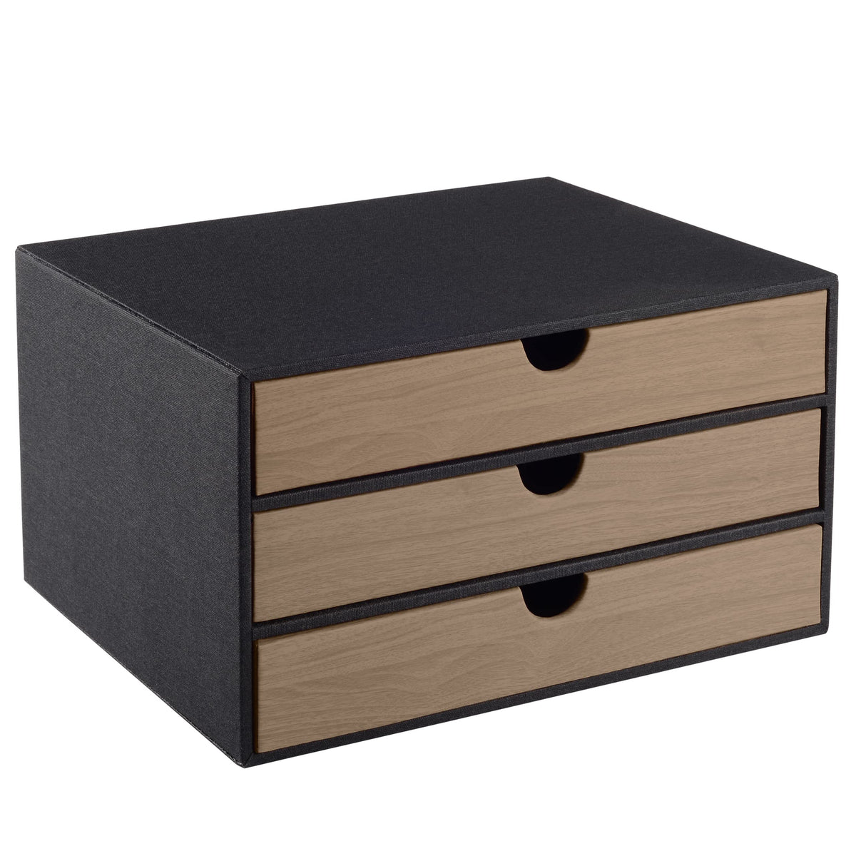 Cloth-effect Faux Leather Desk Organizer File Cabinet Executive Office Supplies Desktop Filing A4 Contract Document Stackable Storage Box with 3 Drawers (Grey)