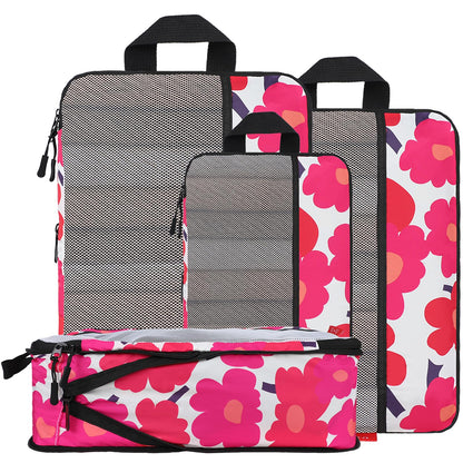 U+U 6 Set Compression Packing Cubes, Travel Organizers (Polka Dot)