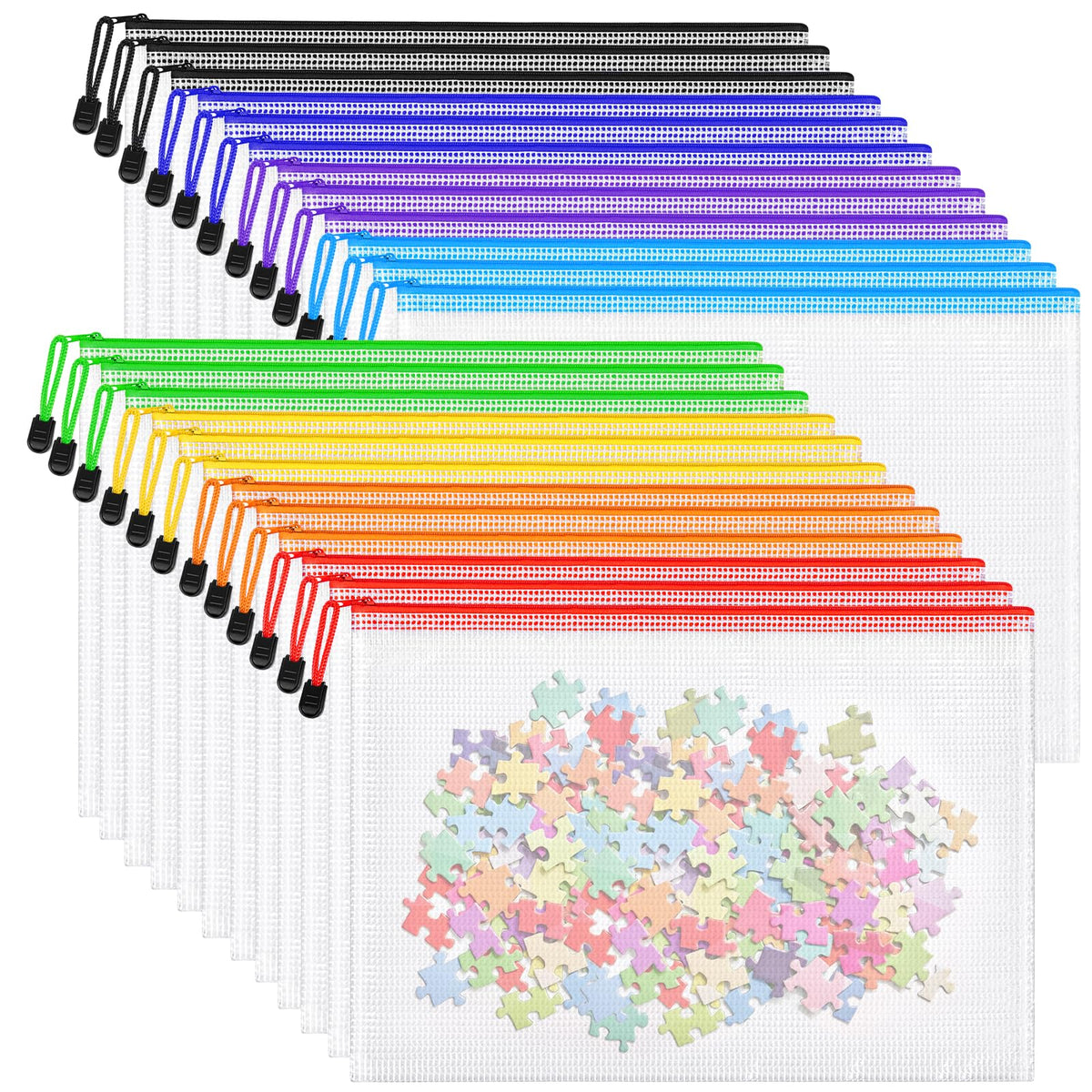26pcs Mesh Zipper Pouch Bags, 8 Sizes Zippered Storage Bags for Organizing