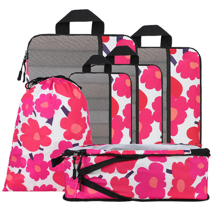 U+U 6 Set Compression Packing Cubes, Travel Organizers (Polka Dot)