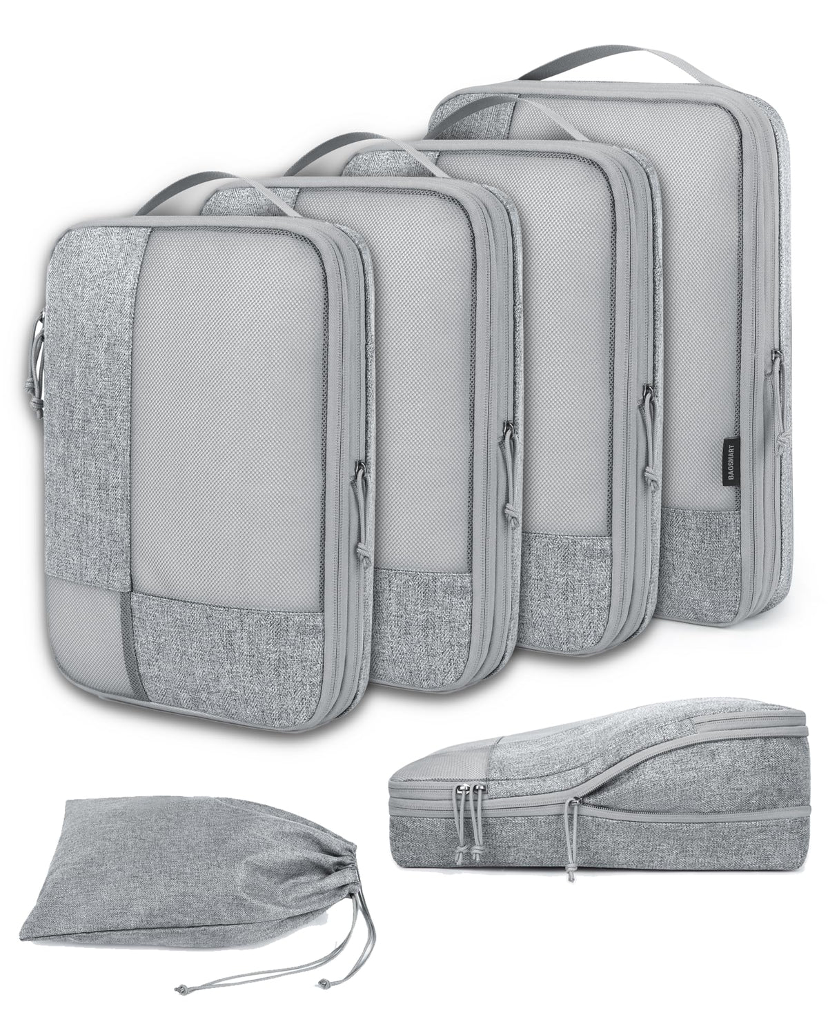 BAGSMART Compression Packing Cubes for Travel, 6 Set Luggage Organizer Bags
