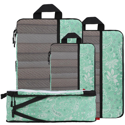 U+U 6 Set Compression Packing Cubes, Travel Organizers (Polka Dot)
