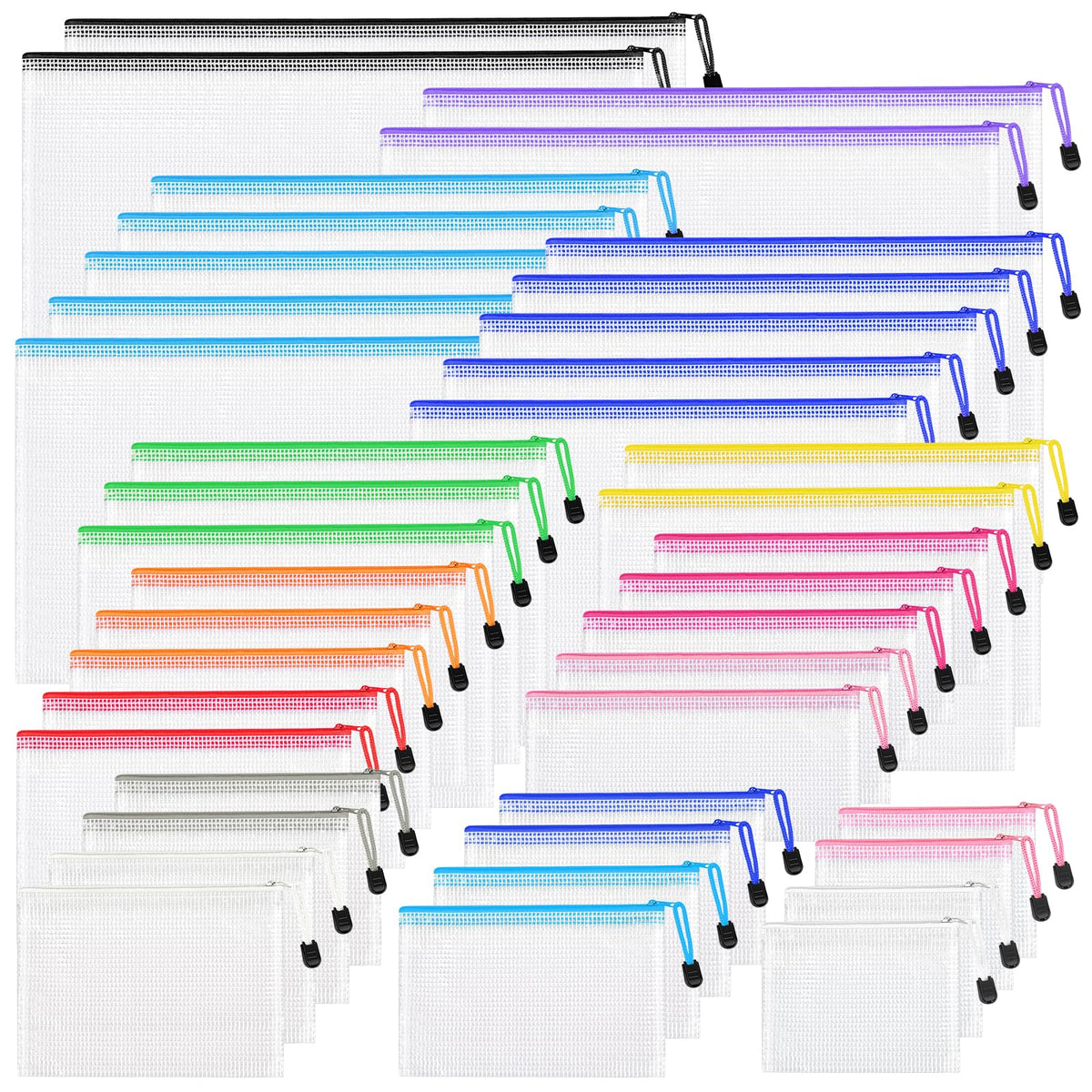 26pcs Mesh Zipper Pouch Bags, 8 Sizes Zippered Storage Bags for Organizing