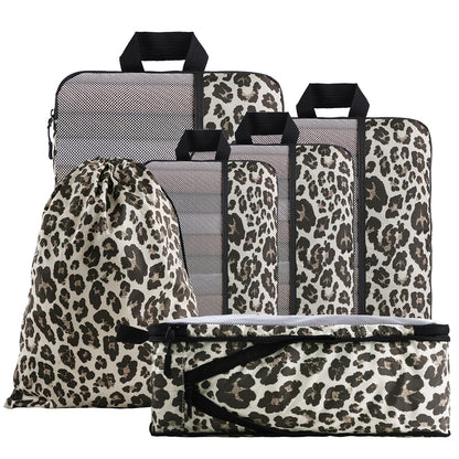 U+U 6 Set Compression Packing Cubes, Travel Organizers (Polka Dot)