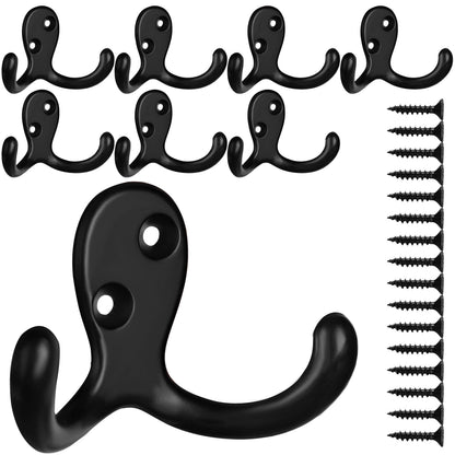 IBosins 28 Pack Heavy Double Prong Coat Hooks Wall Mounted with 56 Screws