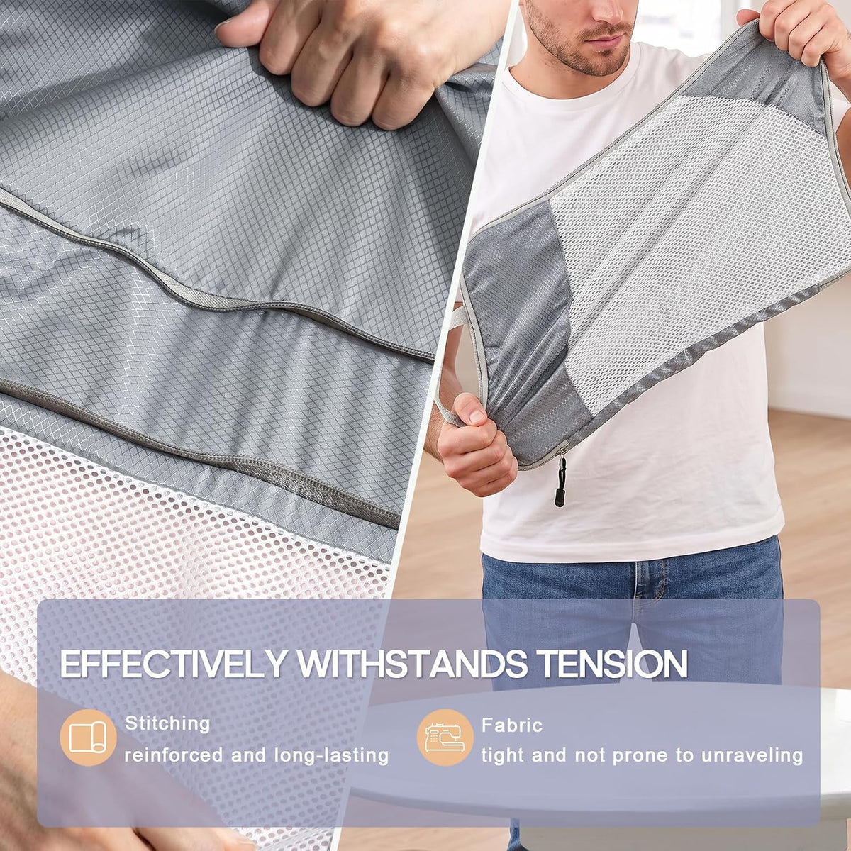 Sutinban 7-Piece Compression Packing Cubes for Travel, 6 Expandable Luggage Organizer Bags and Shoe Bag, Water-Resistant Mesh Suitcase Organizers, Grey