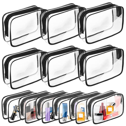 AURUZA Clear Makeup Bag,Portable Travel Toiletry Bags with Zipper, TSA Approved Clear Organizer Bags, PVC Cosmetic Pouch for Airport Airline Compliant