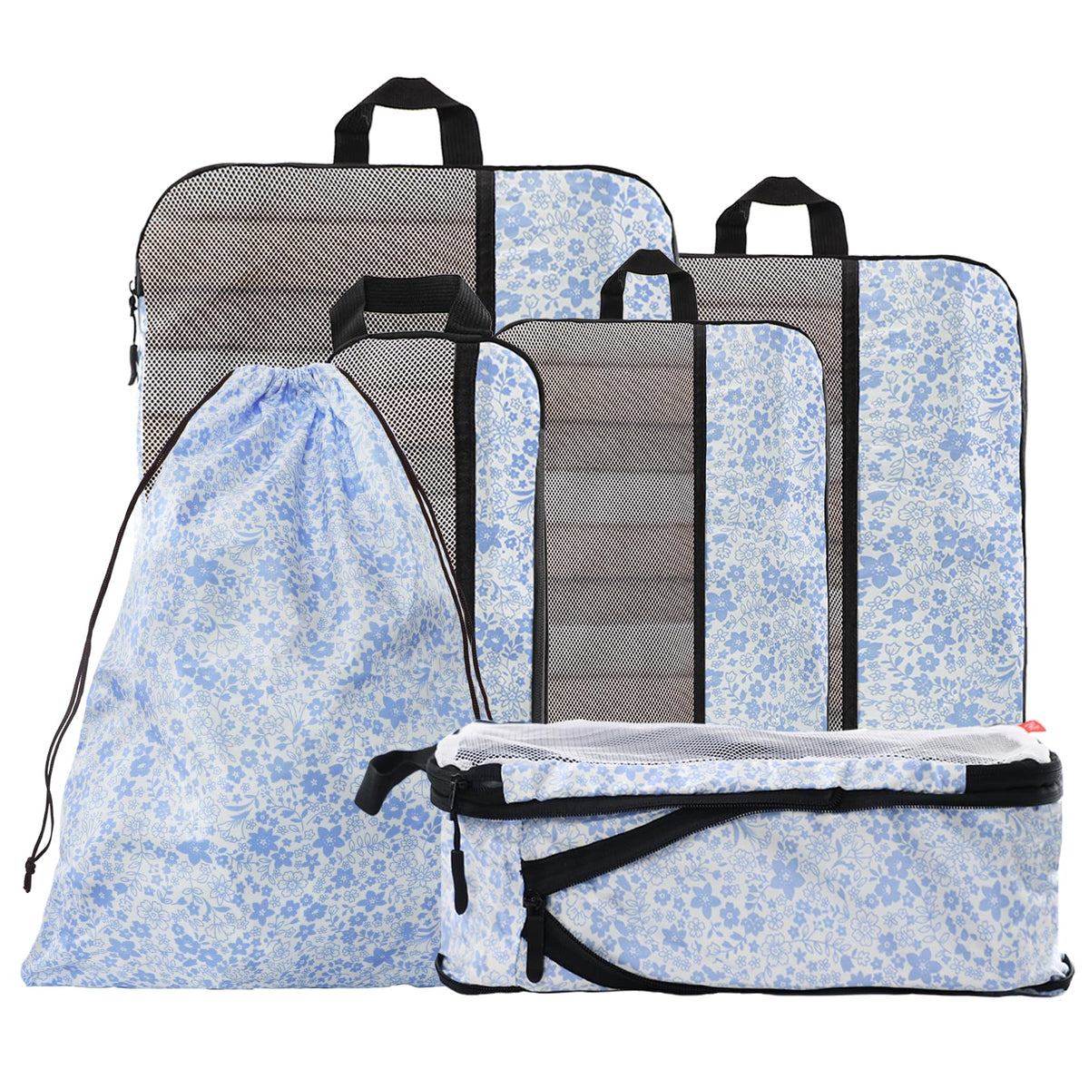 U+U 6 Set Compression Packing Cubes, Travel Organizers (Polka Dot)