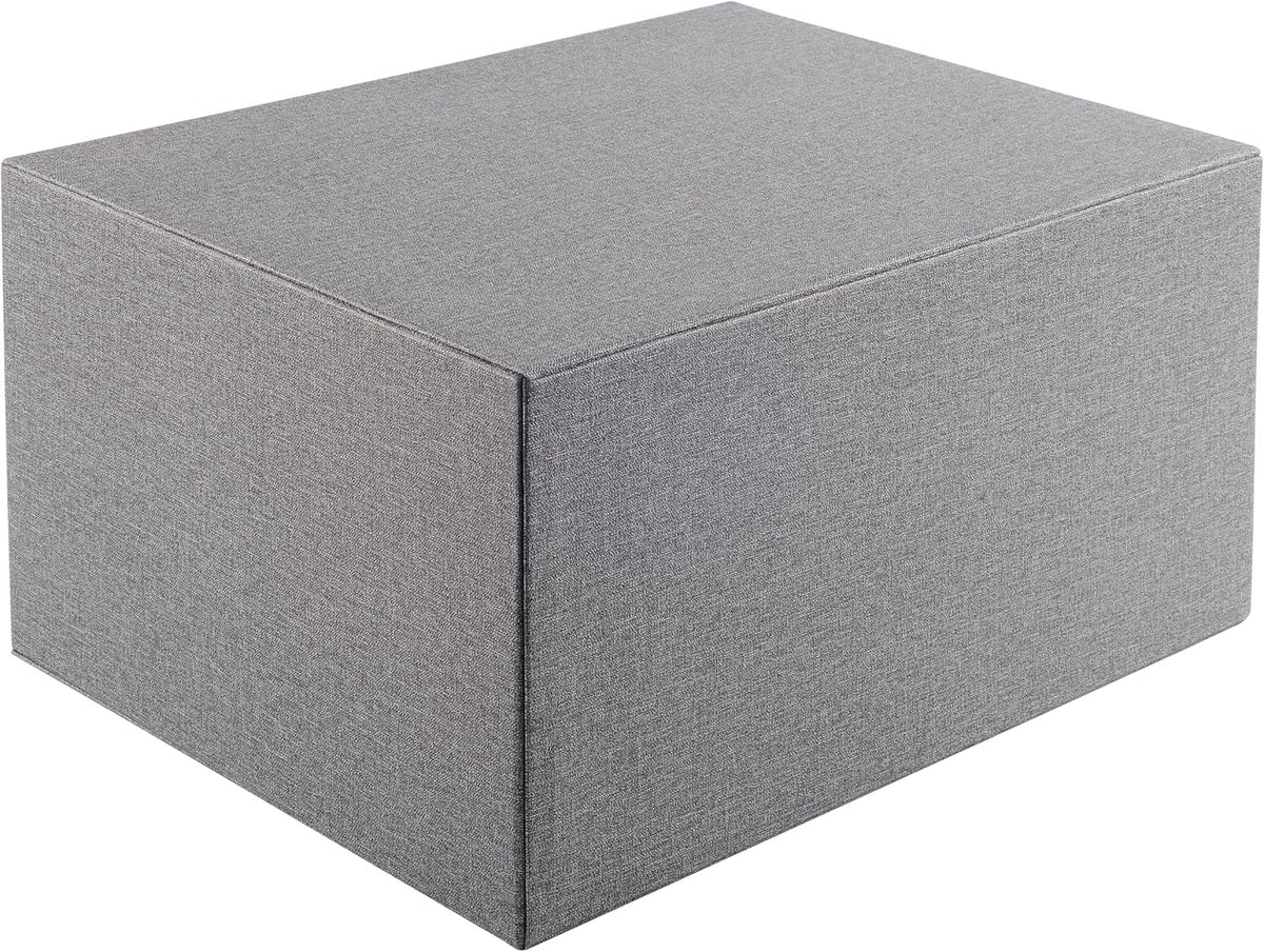 Cloth-effect Faux Leather Desk Organizer File Cabinet Executive Office Supplies Desktop Filing A4 Contract Document Stackable Storage Box with 3 Drawers (Grey)