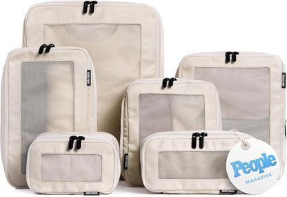 Aerotrunk Compression Packing Cubes for Travel, 6-Pack, Beige
