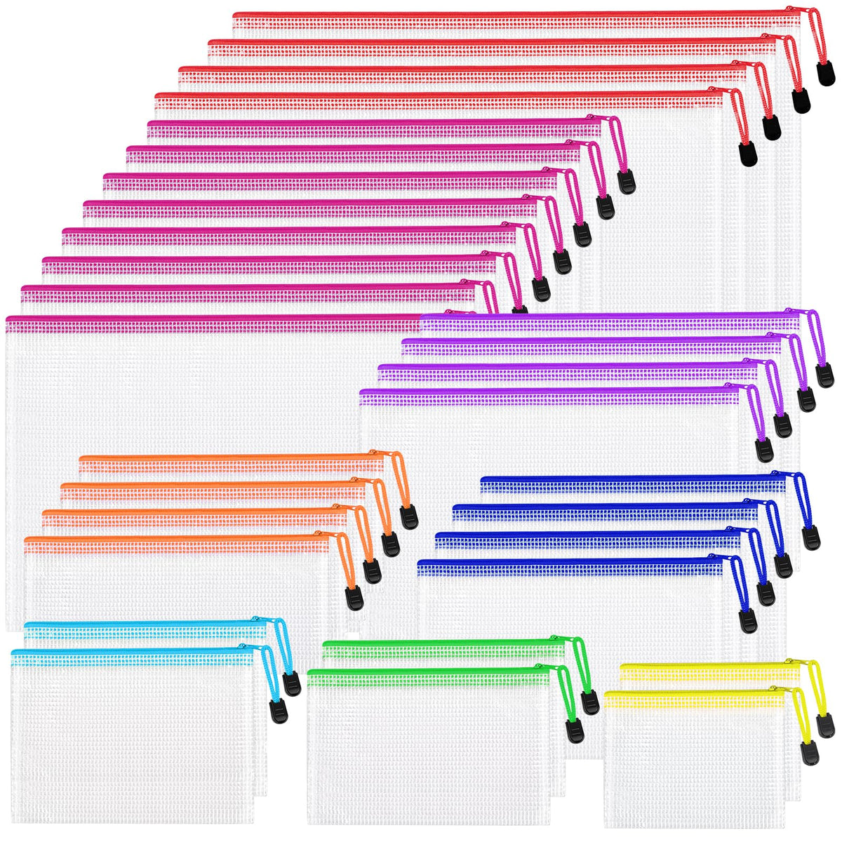 26pcs Mesh Zipper Pouch Bags, 8 Sizes Zippered Storage Bags for Organizing