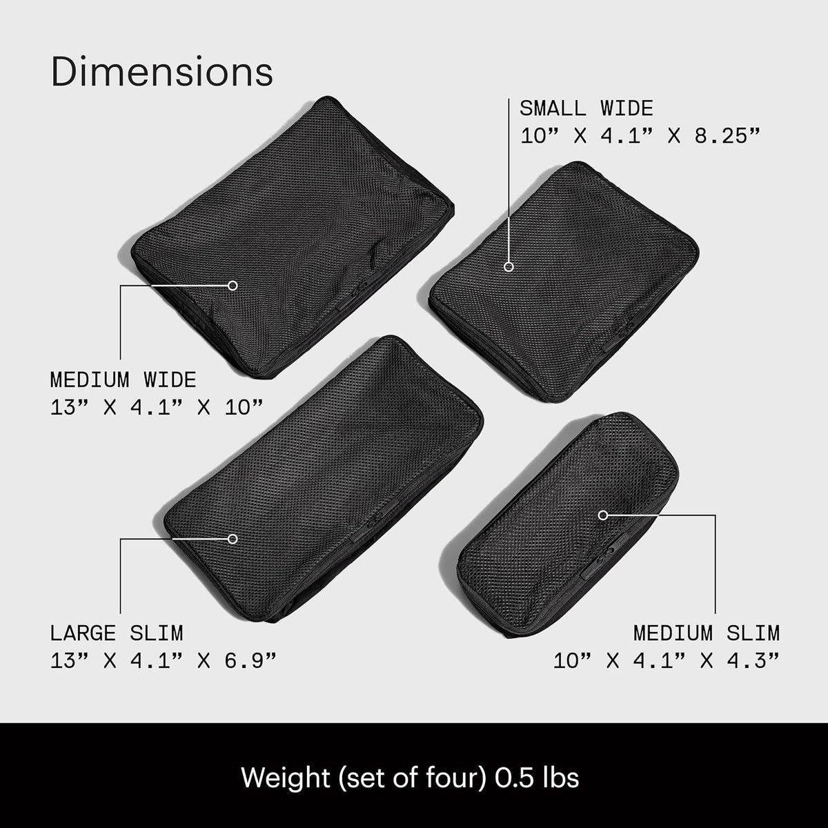 Away Insider Packing Cubes Set of 4, Lightweight Travel Luggage Organizers