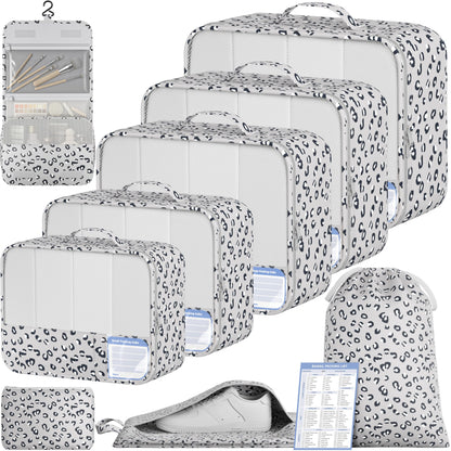 BAGAIL 9 Set Packing Cubes with Packing List Luggage Packing Organizers for Travel Accessories (Black)