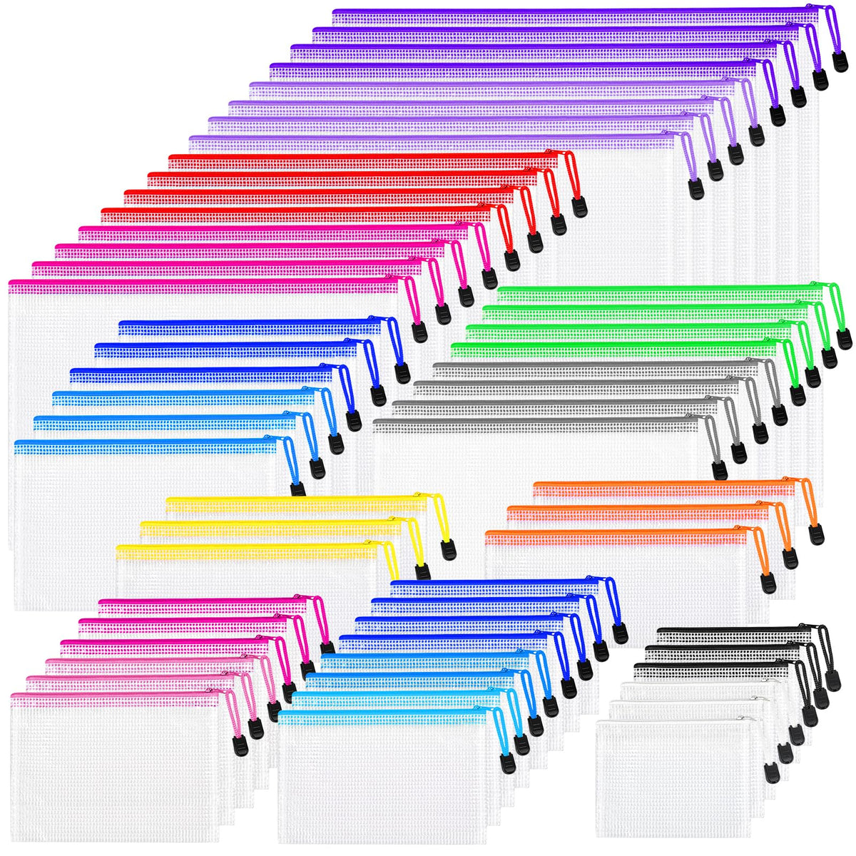 26pcs Mesh Zipper Pouch Bags, 8 Sizes Zippered Storage Bags for Organizing