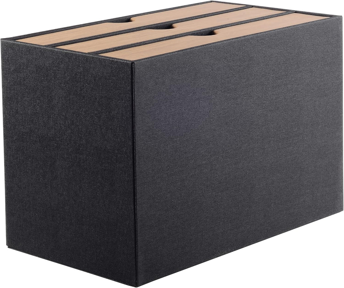 Fashion Multicolor Collocation Leather Desk Organizer File Cabinet Executive Office Supplies Desktop Filing A4 Contract Document Stackable Storage Box with 3 Drawers (Black)